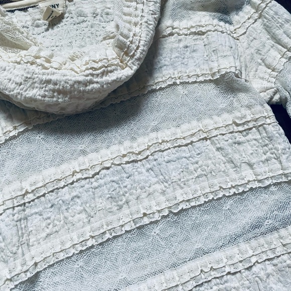 Anthropologie Sheer Turtleneck Long Sleeve in Ivory with Asher Panels Size Small - Picture 4 of 7